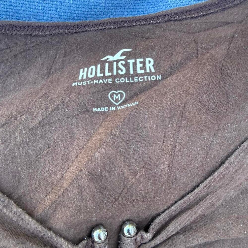 Hollister brown fitted long sleeve top scoop neck size M Y2K fashion 2000s - Picture 2 of 5